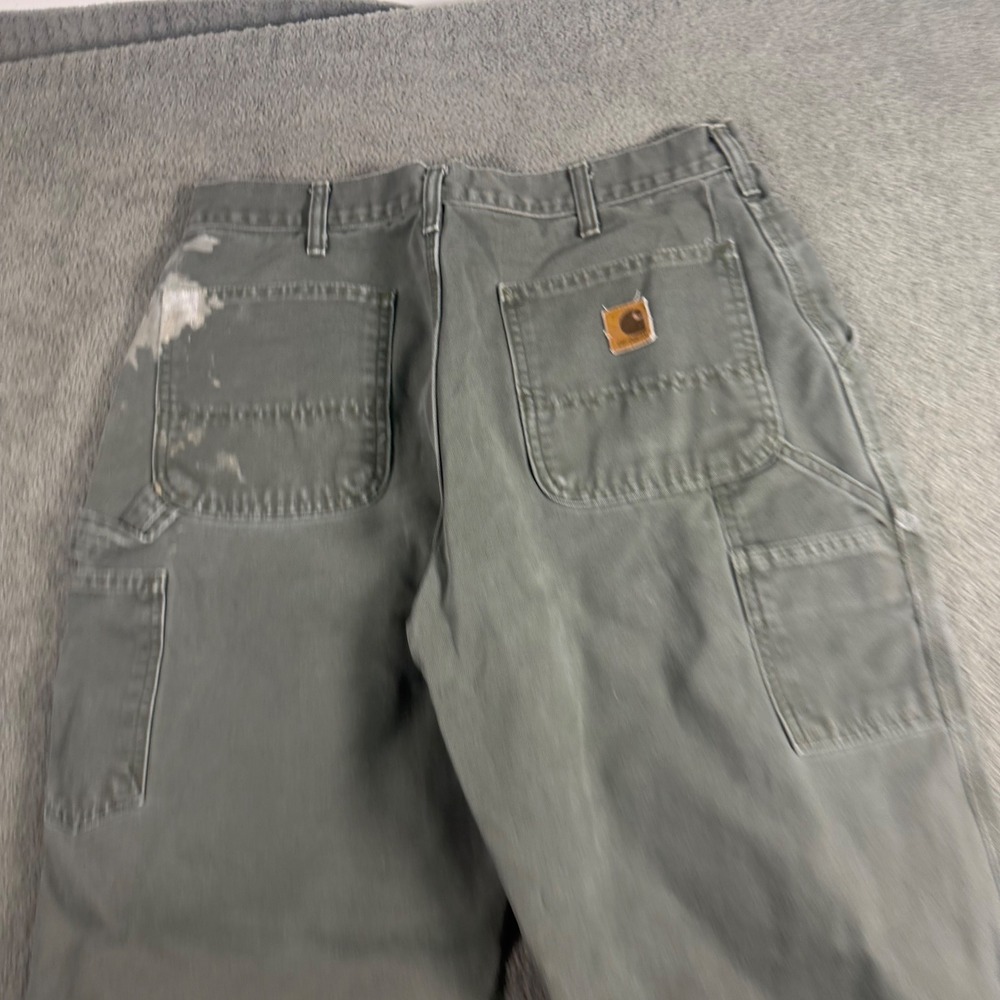 Carhartt B11 MOS Moss Green Washed Duck Work Dungaree Carpenter Pants 34x30
